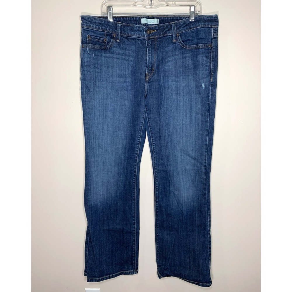 Levi's 545 Low Boot Cut Jeans Womens 16 37x32 Dark Wash Stretch Pocket Flap